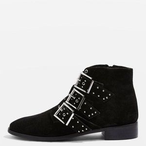 Topshop Krown Suede Buckle Studded Ankle